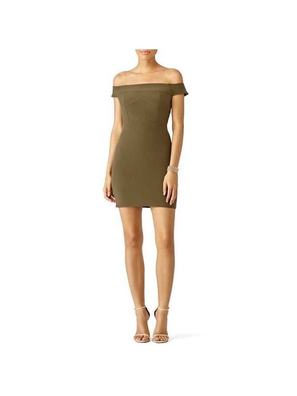 Women's Endless Rose Olive Green Off-Shoulder Mini Dress Size S